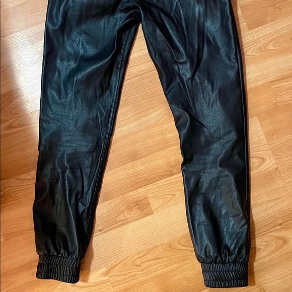 XS Black Faux Leather Jogger Pants - Picture 8 of 9